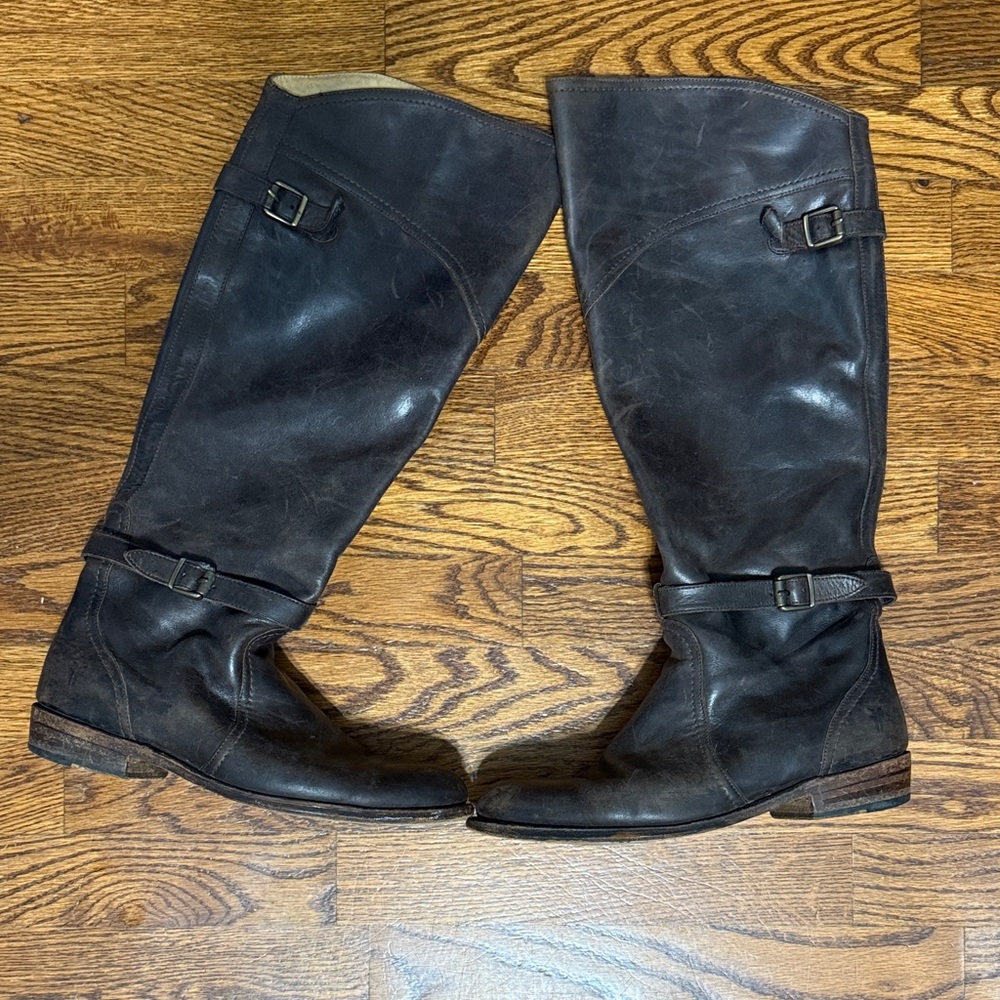 Stylish Dark Brown Leather Riding Boots